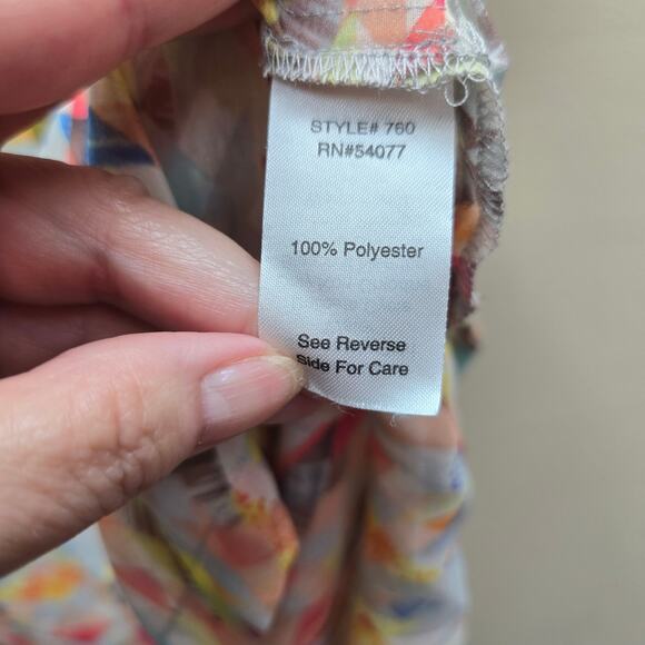 Cabi Avery Geometric Aztec Print Sheer Sleeveless Tunic Top Multicolor Size XL - Picture 6 of 7